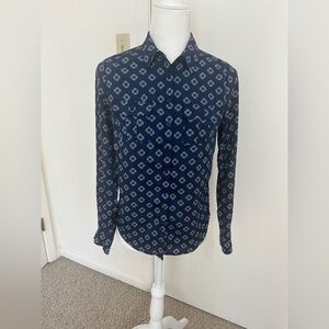 Gap button down navy blue workwear longsleeve dress top